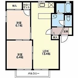 グリーンパストラルA 2LDKの間取図画像