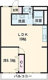 東海ステーションハイツ 1LDKの間取図画像