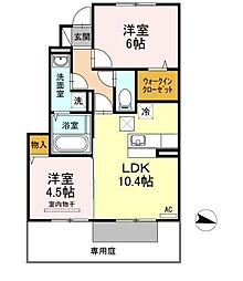 エスポワール 2LDKの間取図画像