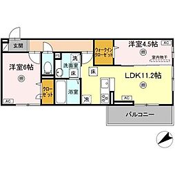 D-ROOM パレットハウス 2LDKの間取図画像