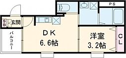 ステーションテラス別府 1DKの間取図画像