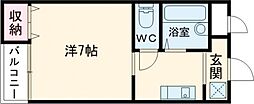 レイク唐橋 1Kの間取図画像