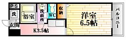 スターライト北斗ビル 1Kの間取図画像