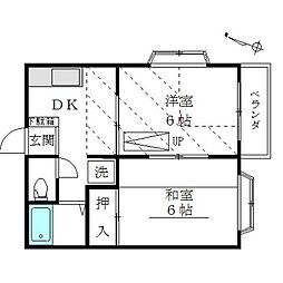エステート福生 2Kの間取図画像