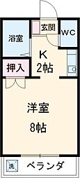 ソレイユ発春 1Kの間取図画像