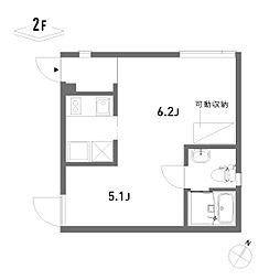 アパートメントF2 1Kの間取図画像