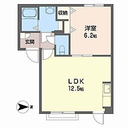ディアス・ベルデュールA 1LDKの間取図画像