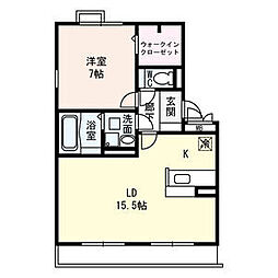 レークタウンA棟 1LDKの間取図画像