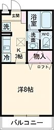 メゾンドラヴィ菰口1 1Kの間取図画像