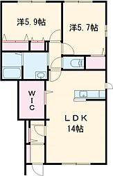 ノーブル新地2 2LDKの間取図画像
