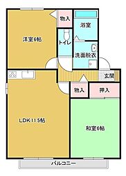 ソレアード 2LDKの間取図画像