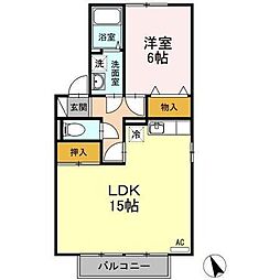 リヴェールA 1LDKの間取図画像