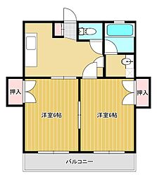 コーポアロフイ2 2DKの間取図画像