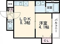 GRAND SUWA 1LDKの間取図画像