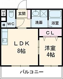 EX東新町5 1LDKの間取図画像