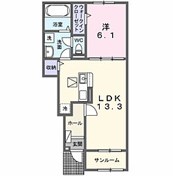 ノイエ ハイマート 1LDKの間取図画像