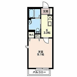 トシハイツ 1Kの間取図画像