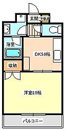 キャッスル水前寺 1DKの間取図画像