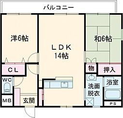 RUMAHニシモト鹿籠 2LDKの間取図画像