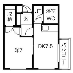 エクセレント中野 1DKの間取図画像