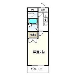 クレールたつた 1Kの間取図画像