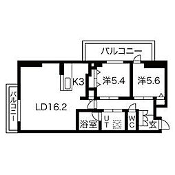 リニアスタイル 2LDKの間取図画像