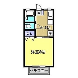アーバンヒル横川 1Kの間取図画像