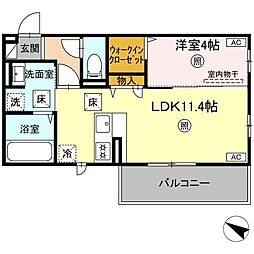 ピノ・ジョヴァーネ 1LDKの間取図画像