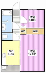 コーポ宮ケ崎 2DKの間取図画像