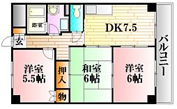 ルネッサンス末森 3DKの間取図画像