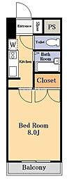 グランディア21 1Kの間取図画像