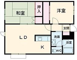 グリーンガーデン松南B棟 2LDKの間取図画像