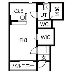 WESTSIDEA 1Kの間取図画像