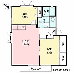 サニーパルB 2LDKの間取図画像