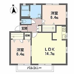 ディアス平野A 2LDKの間取図画像