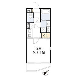 ハピネス元町 1Kの間取図画像