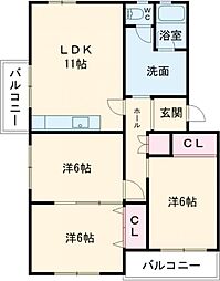 新神野住宅4棟 3LDKの間取図画像