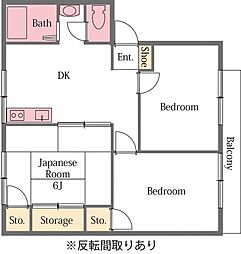 あるゾウパレスSB棟 3DKの間取図画像