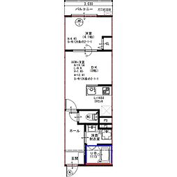 EIJU牧野駅前A 1LDKの間取図画像