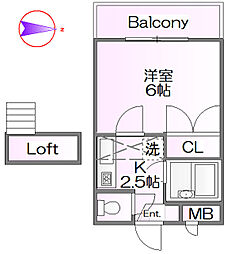 フジパレス行田参番館 1Kの間取図画像