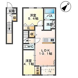 ルミーナ開成 2LDKの間取図画像