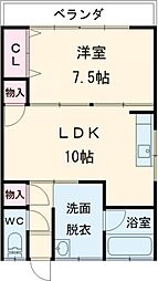 大矢荘 1LDKの間取図画像