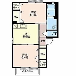 大ヤブ 2Kの間取図画像