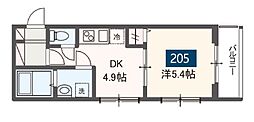 MELDIA岩槻3 1DKの間取図画像