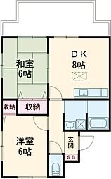 ネイビーハイム 2DKの間取図画像