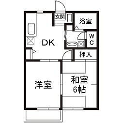 フィールド・シティーA 2DKの間取図画像