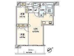 ザ・パークハウス中之島タワー 2LDKの間取図画像