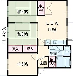尾上グリーンハイツF棟 3LDKの間取図画像