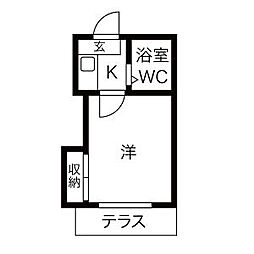 アーバンフラット新瑞橋 1Kの間取図画像