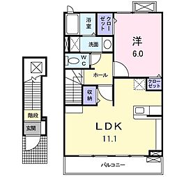 リーベンデール 1LDKの間取図画像